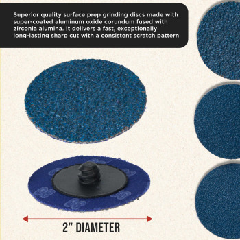 Duragold 2 78 Piece Quick Change Grinding Disc Set 25 Discs Each 36 60 And 80 Grit Plus Backing Pad Shanks Rtype Roll