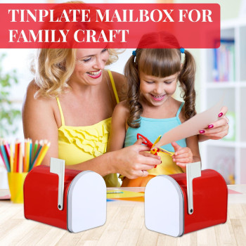 Tandefio 2 Pcs 5 X 3 Tinplate Mailbox Toy Mini Tin Mailbox Small Decorative Mailbox Diy Craft For Boys And Girls Greeting Ca