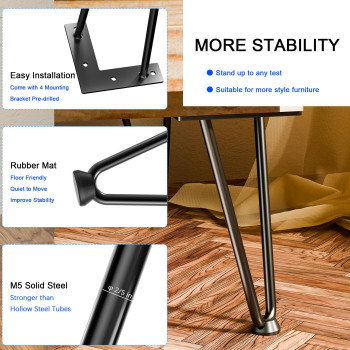 Hooshee 12 Inch Hairpin Furniture Legs900Lbs Heavy Duty Hairpin Table Legs Solid Metal Table Legs Diy Projects For Tv Stand Ca