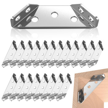 10 Pack Bigwaves L Bracket For Shelves Set With Screws Stainless Steel Metal Corner Brackets For Wood Three Sided Fixation 90