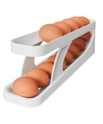 Chancetsui Automatic Rolling Egg Dispenser 2Tier Egg Holder For Refrigerator Egg Container For Refrigerator Spacesaving For