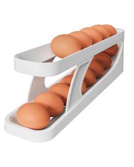 Chancetsui Automatic Rolling Egg Dispenser 2Tier Egg Holder For Refrigerator Egg Container For Refrigerator Spacesaving For