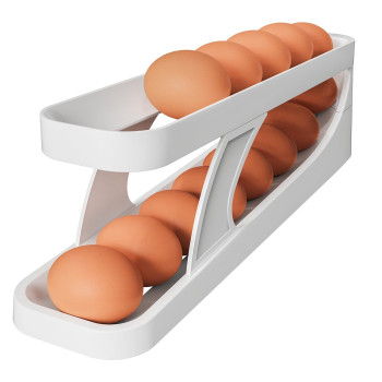 Chancetsui Automatic Rolling Egg Dispenser 2Tier Egg Holder For Refrigerator Egg Container For Refrigerator Spacesaving For