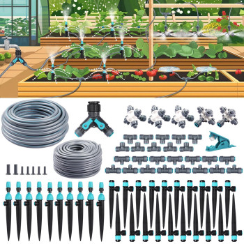 Onarway Garden Drip Irrigation System Raised Garden Bed Drip Irrigation Kit With Quick Connectors Greenhouse Micro Misting Wa