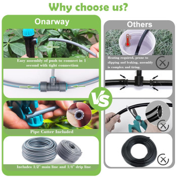 Onarway Garden Drip Irrigation System Raised Garden Bed Drip Irrigation Kit With Quick Connectors Greenhouse Micro Misting Wa