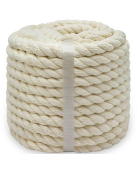 Bonsiny Natural White Cotton Rope 12 Inch X 50 Feet White Nautical Rope For Crafts Baskets Plant Hanger Wall Hanging Home