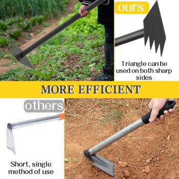 Hoe Garden Tool Long Handle 3160 Inch Long Triangle Hoe Manual Weeder Heavy Duty Metal Landscaping Triangle Weeding Hoe For G