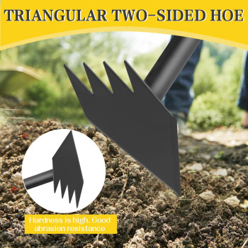 Hoe Garden Tool Long Handle 3160 Inch Long Triangle Hoe Manual Weeder Heavy Duty Metal Landscaping Triangle Weeding Hoe For G