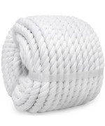 Bonsiny White Cotton Rope 12 Inch X 50 Feet Twisted White Rope For Crafts Nautical Plant Hanger Diy Projects