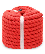 Bonsiny Twisted Cotton Rope 12 Inch X 50 Feet Soft Red Rope For Crafts Baskets Plant Hanger Wall Hanging Home Decor