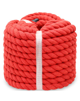 Bonsiny Twisted Cotton Rope 12 Inch X 50 Feet Soft Red Rope For Crafts Baskets Plant Hanger Wall Hanging Home Decor