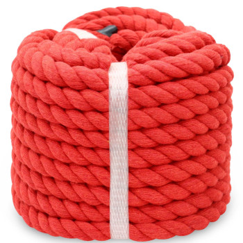 Bonsiny Twisted Cotton Rope 12 Inch X 50 Feet Soft Red Rope For Crafts Baskets Plant Hanger Wall Hanging Home Decor