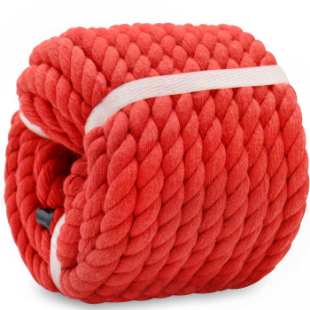 Bonsiny Twisted Cotton Rope 12 Inch X 50 Feet Soft Red Rope For Crafts Baskets Plant Hanger Wall Hanging Home Decor