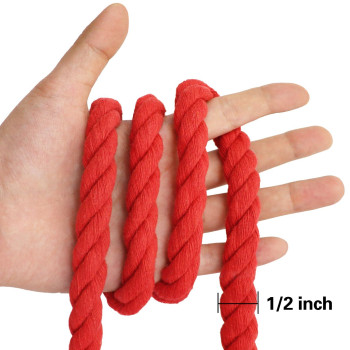 Bonsiny Twisted Cotton Rope 12 Inch X 50 Feet Soft Red Rope For Crafts Baskets Plant Hanger Wall Hanging Home Decor