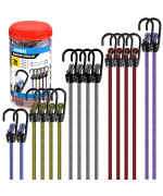 Joneaz Bungee Cords With Hooks Assorted Sizes Outdoor Including 12 Inch 24 Inch 30 Inch 36 Inch And 42 Inch Natural Rubber Bun