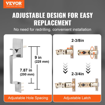 Vevor Double Door Handle Set Double Door Lock Set With Reversible Handle Lever Satin Nickel Square Door Lever Heavy Duty Doub