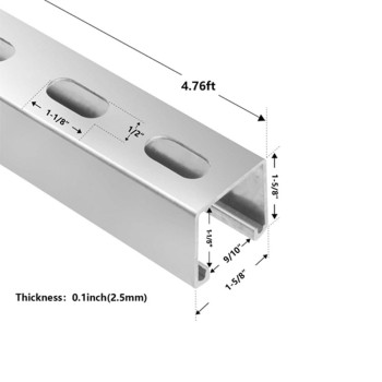 Unistrut Channel Trolley Track 158 Wide And High 12 Gauge Metal Steel U Channel With Thick Galvanized Steel Strip Groove Bac