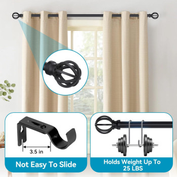 Silver Curtain Rods For Windows 28 To 48 Inch 2 Pack 58 Diameter Heavy Duty Metal Adjustable Small Drapery Rod With Bracket