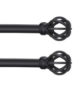 Black Curtain Rods For Windows 28 To 48 Inch 2 Pack 58 Diameter Heavy Duty Metal Adjustable Small Drapery Rod With Bracket