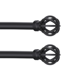 Black Curtain Rods For Windows 28 To 48 Inch 2 Pack 58 Diameter Heavy Duty Metal Adjustable Small Drapery Rod With Bracket