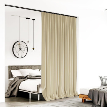 Room Divider Curtains For Ceiling Track Rod Blackout Ceiling Track Curtains With Hooks Noise Reduction Privacy Curtain For Wall