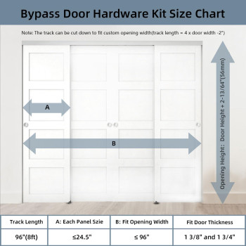 Jubest 8Ft96 Bypass Door Hardware Heavy Duty Aluminum Sliding Closet Door Hardware Set With Finger Pulls For 4 Doors System S