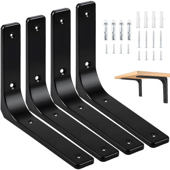 Aisinyi 10 X 8 Metal Shelf Brackets Heavy Duty L Hanging Angle Brackets Iron Wall Bracket For Countertop Support Corner B