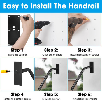 Wall Mount Handrail For Outdoor Steps Black 15