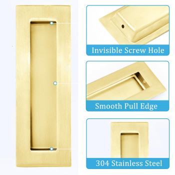 Dontay Sliding Pocket Door Handles 304 Stainless Steel Non Locking Pocket Door Hardware Recessed Flush Finger Pulls Heavy Dut