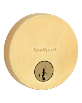 Kwikset Uptown Deadbolt Lock Satin Brass Round Exterior Keyed Front Entry Door Pick Resistant Smartkey Rekey Security Single