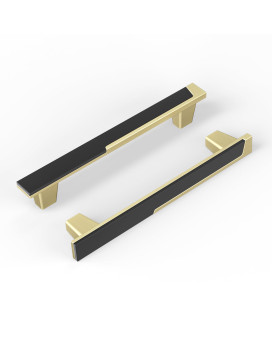 Haliwu 4 Pack Black And Gold Cabient Handles 2 Tone Drawer Handles Black And Brushed Gold Cabinet Pulls 5 Inch Dresser Handles A