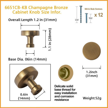 Gooki 6 Pack Kitchen Cabinet Hardware Brushed Bronze Drawer Knobs Modern Style Bar Brushed Bronze Single Hole Handles Pull Fo