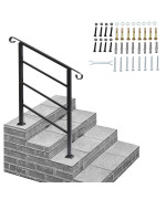 Vingli Handrails For Outdoor Steps Stair Handrail Fits 1 To 4 Steps Wrought Iron Hand Rail Stair Railing Kit For Concrete Step