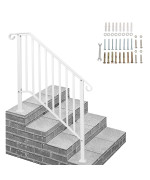 Vingli Handrails For Outdoor Steps Stair Handrail Fits 1 To 4 Steps Wrought Iron Hand Rail Stair Railing Kit For Concrete Step