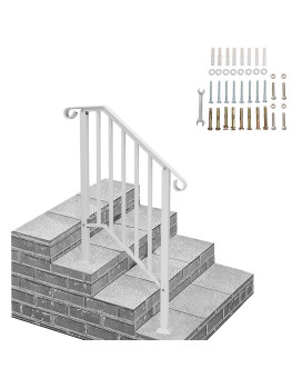 Vingli Handrails For Outdoor Steps Stair Handrail Fits 1 To 4 Steps Wrought Iron Hand Rail Stair Railing Kit For Concrete Step