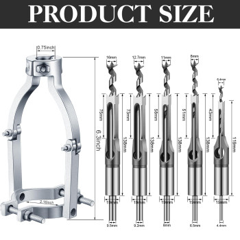 Gisafai Square Hole Drill Bit Adapter And Square Hole Drill Bit Set For Wood Mortising Attachment Drill Press Hollow Chisel Mort