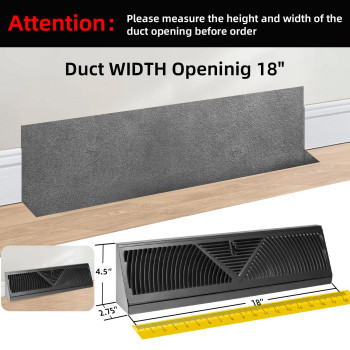 18 Inch Black Floor Baseboard Diffuser Register Duct Opening Size 2 Pack Baseboard Register Vent Covers For Home Floor Wall B