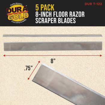 Duragold Replacement 8Inch Floor Razor Scraper Blades Pack Of 5 Sharp Durable Hardened Steel Razors For Heavyduty Remova