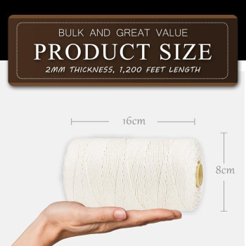 Smartcasual 1 200 Feet 2Mm Cotton Butcher Twine String Soft Food Safe For Cooking Craft Baker Kitchen Meat Turkey Sausage Roast