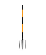 Vnimti Pitch Fork For Gardening 5 Tine Pitchfork Heavy Duty With Fiberglass Handle 58 Inches