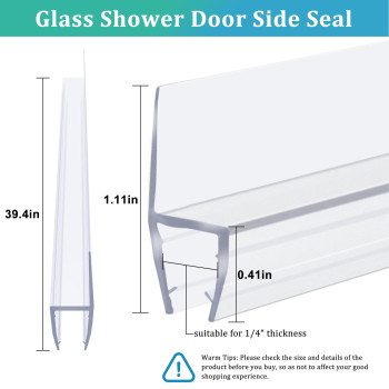 Shower Door Side Seal Strip For 14 Inch 6Mm Glass Shower Door Sweep To Stop Leaks