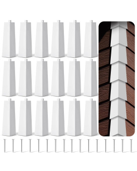 Therwen 16 Pcs Aluminum Siding Corners 8 Inch Outside White Siding Corner Caps Smooth Siding Aluminum Corner Trim Metal Nails I