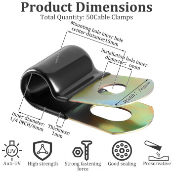 Tandefio 50 Pack Vinyl Coated Cable Clamps Galvanized Steel Cable Clamps Metal Clamps Wire Clamps Rubber Cushioned Insulated Cla