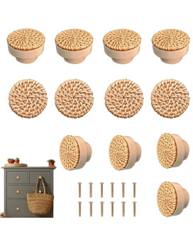 Boho Rattan Dresser Knobs For Girls Kitchen Cabinet Knobs And Pulls Wicker Woven Decorative Dresser Handles Round Wooden Knobs F