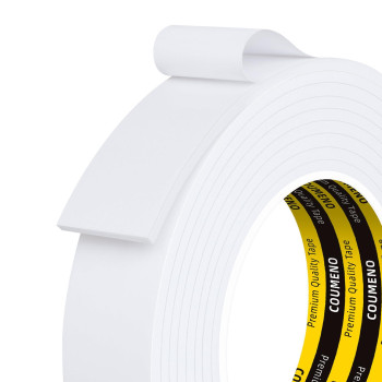 Coumeno Eva Singlesided Adhesive White Foam Tape Singlesided Sealing Strip Foam Pad Sponge Tape Window Weatherproof Selfadh