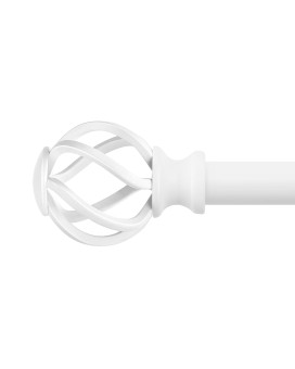 Curtain Rods For Windows 36 To 72 Inch36 Feet 34 Diameter White Drapery Rods With Twisted Cage Finials Size3672 Inch