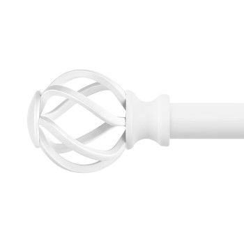 Curtain Rods For Windows 36 To 72 Inch36 Feet 34 Diameter White Drapery Rods With Twisted Cage Finials Size3672 Inch