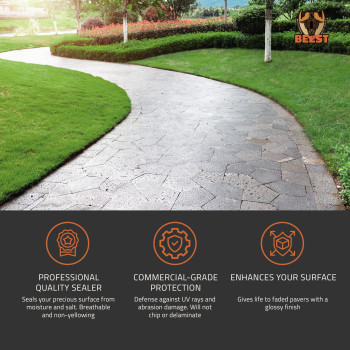 Beest Paver Sealer High Gloss Wet Look Stone Sealer Stamped Concrete Sealer Outdoor Indoor Color Enhancing Driveway Seal