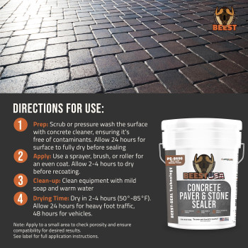 Beest Paver Sealer High Gloss Wet Look Stone Sealer Stamped Concrete Sealer Outdoor Indoor Color Enhancing Driveway Seal