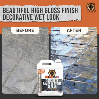 Beest Paver Sealer High Gloss Wet Look Stone Sealer Stamped Concrete Sealer Outdoor Indoor Color Enhancing Driveway Seal